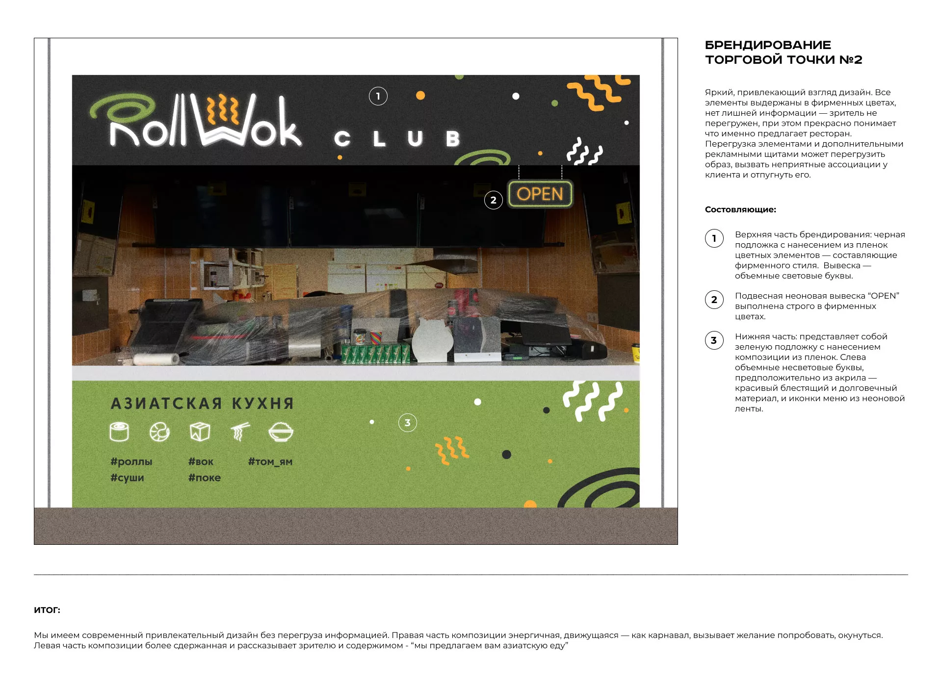 Брендирование торговых точек суши-бара «Roll Wok Club» в Боброве