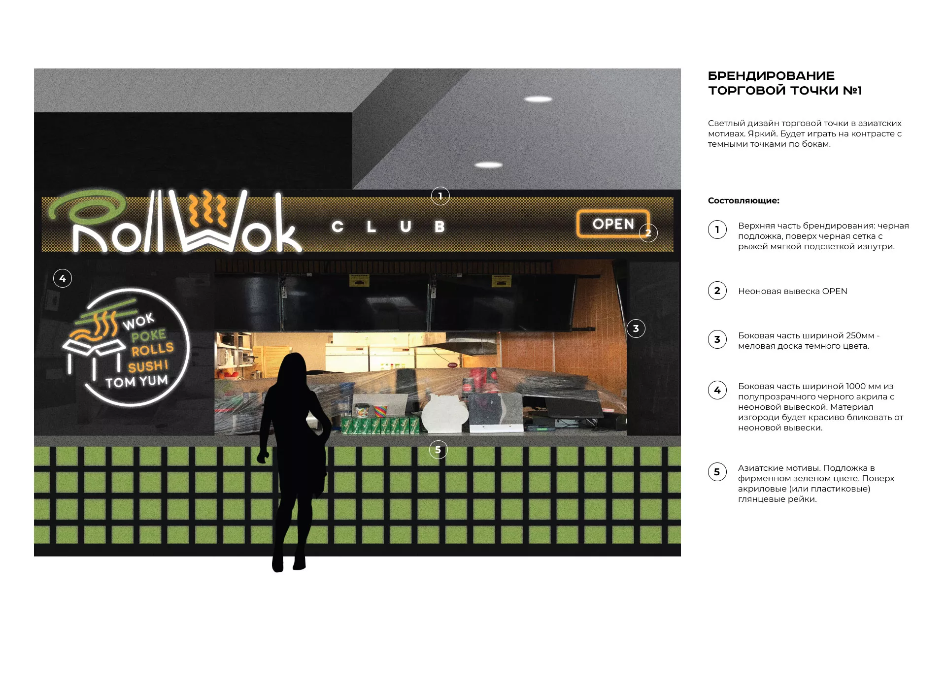 Брендирование торговых точек суши-бара «Roll Wok Club» в Боброве